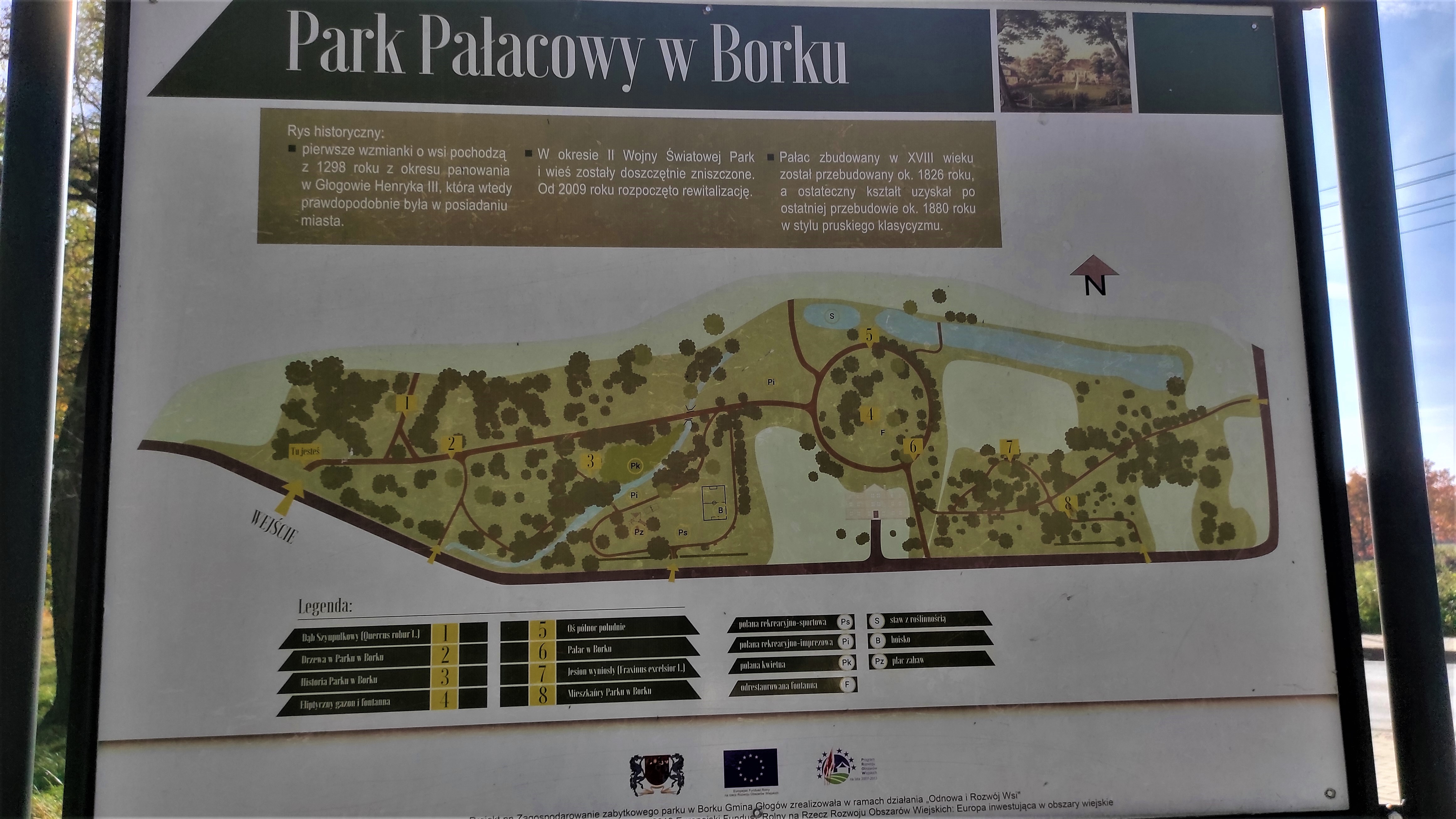 Tablica z planem parku pałacowego Tablica z planem parku pałacowego