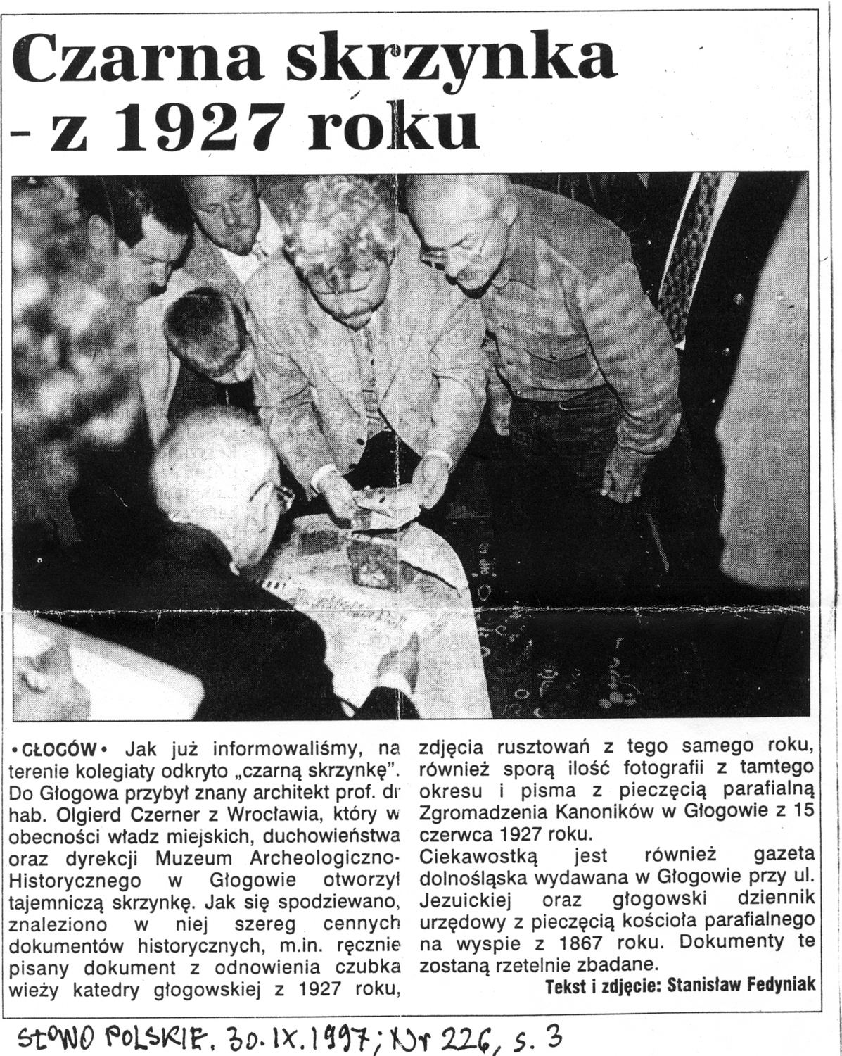 Artykuł prasowy o kapsule czasu