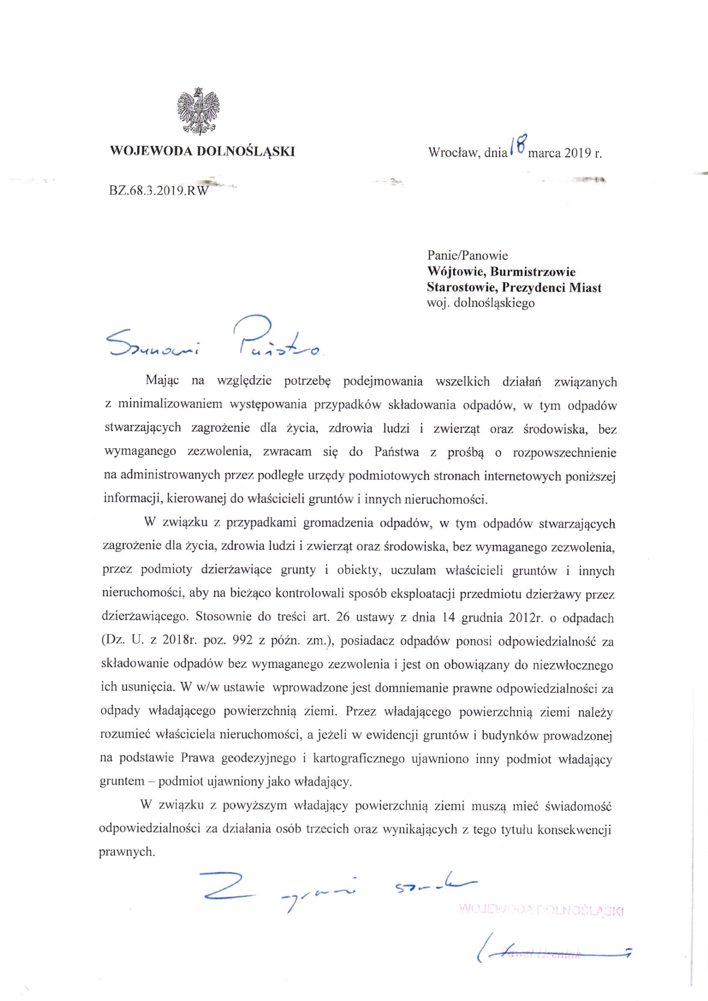 Ilustracja do artykuły: Informacja Wojewody Dolnośląskiego.