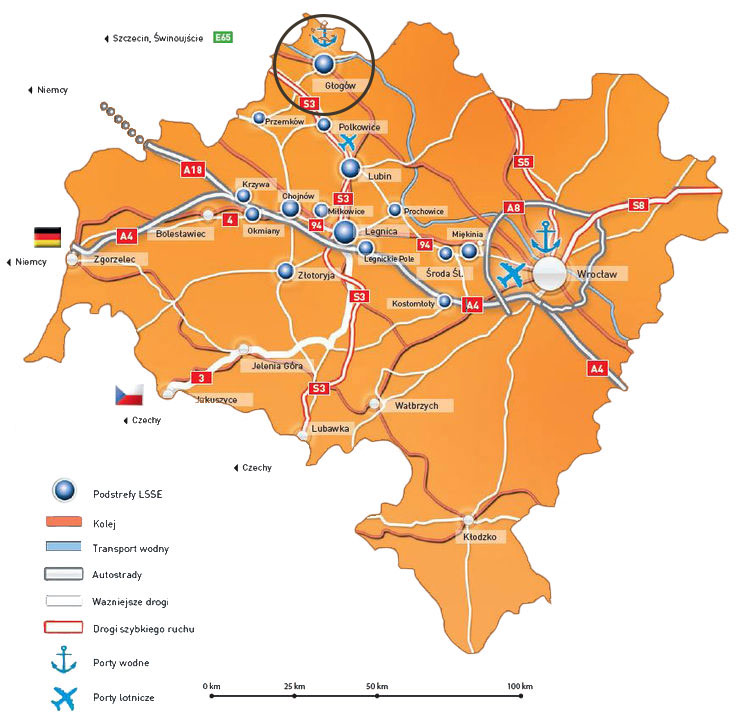 Mapa Legnickiej Strefy Ekonomicznej